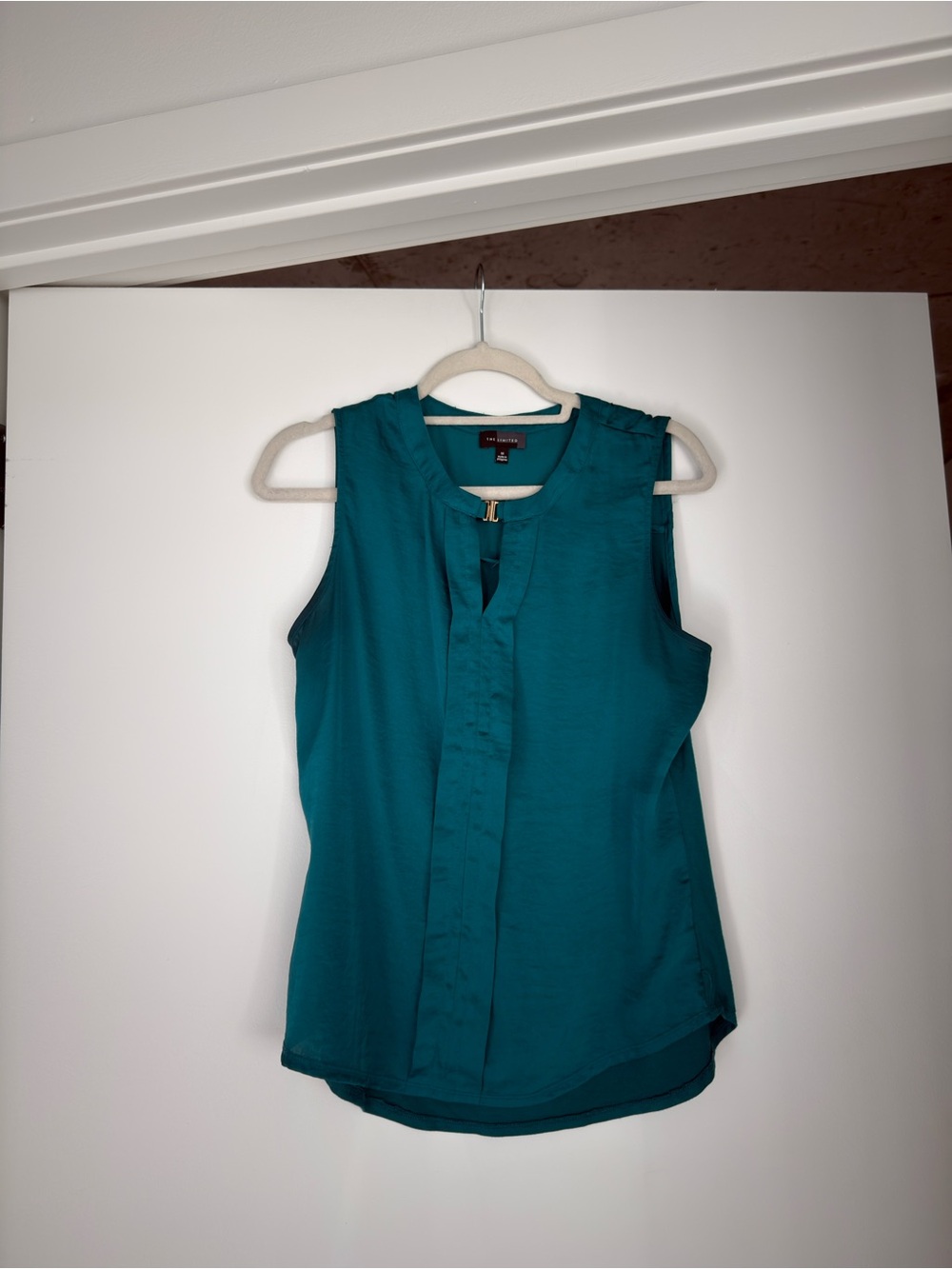 The Limited Teal Sleeveless Pleat-Front Camisole